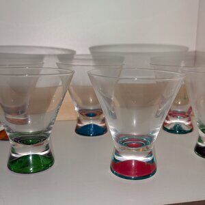 Drink cocktail glasses - six (6) - FUN style/ COLORS design - Never Used!